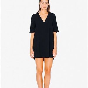 American Apparel crepe black v-neck shift dress, M